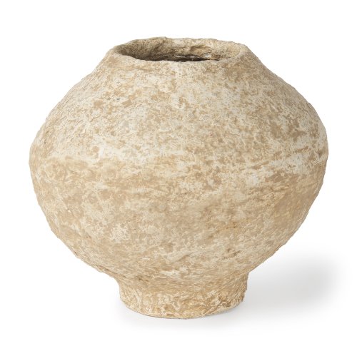 70214 - Ritu Small Beige Paper Mache Pot Vase