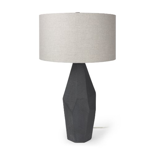 70369 - Piven Black w/ Gray Wash Textured Ceramic Table Lamp