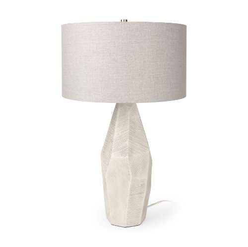 70370 - Piven White w/Antiqued Wash Textured Ceramic Table Lamp