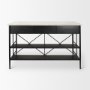69936-AB - Amika White Marble Top Black Metal Base Kitchen Island