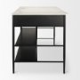 69936-AB - Amika White Marble Top Black Metal Base Kitchen Island