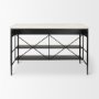 69936-AB - Amika White Marble Top Black Metal Base Kitchen Island