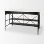 69936-AB - Amika White Marble Top Black Metal Base Kitchen Island