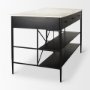 69936-AB - Amika White Marble Top Black Metal Base Kitchen Island