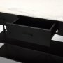69936-AB - Amika White Marble Top Black Metal Base Kitchen Island