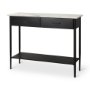 69937-AB - Amika White Marble Top Black Metal Base Console Table 