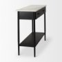 69937-AB - Amika White Marble Top Black Metal Base Console Table 