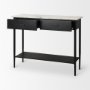 69937-AB - Amika White Marble Top Black Metal Base Console Table 