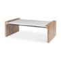 69911-AB - Athens  48.0L x 28.0W x 16.0H Light Brown Wood and White Marble Coffee Table