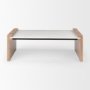 69911-AB - Athens  48.0L x 28.0W x 16.0H Light Brown Wood and White Marble Coffee Table