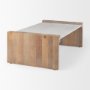 69911-AB - Athens  48.0L x 28.0W x 16.0H Light Brown Wood and White Marble Coffee Table
