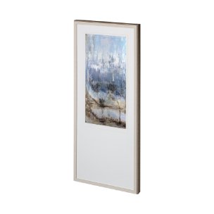 Anchored In Blue II by Aziz Kadmiri a Hand Embellished Textured Framed Art Print Matted under Glass