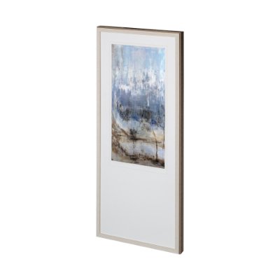 12672 - Anchored In Blue II by Aziz Kadmiri a Hand Embellished Textured Framed Art Print Matted under Glass