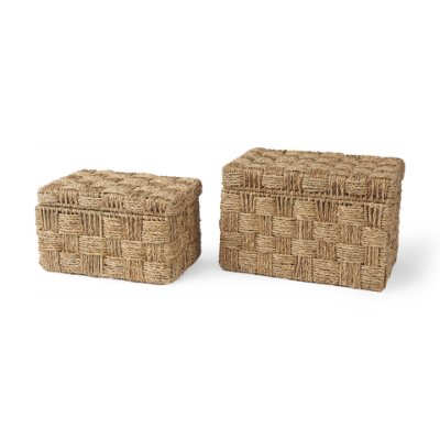 70230 - Hanalei Set of 2 Seagrass Boxes with Lids