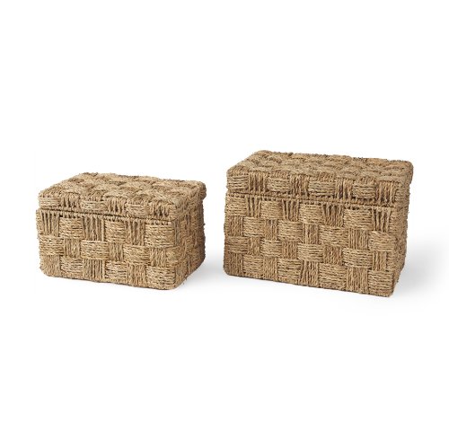 70230 - Hanalei Set of 2 Seagrass Boxes with Lids