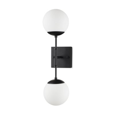 70455 - Edie Matte Black Metal w/ Frosted Glass Globes 2-Light Wall Sconce