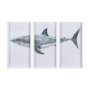 14904 - Great White Shark by Ariana a Triptych Hand Embellished Textured Framed Art Print Matted under Glass