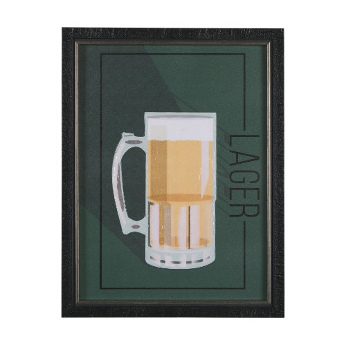14915 - Beer Poster Lager by Mercana Studio a Hand Embellished Textured Framed Art Print