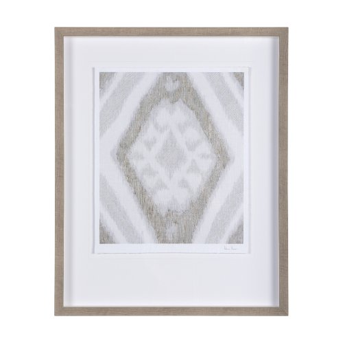14919 - Ikat Patterns III by Silvia Krause a Hand Embellished Textured Framed Art Print Matted under Glass