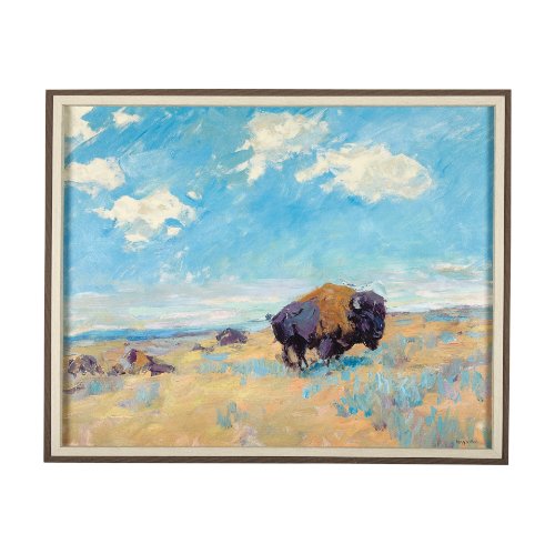 14938 - Buffalo by Mercana Studio a Hand Embellished Textured Framed Art Photograph