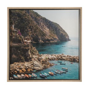 Cliffside View by Mercana Studio a Hand Embellished Textured Framed Art Photo Matted under Glass