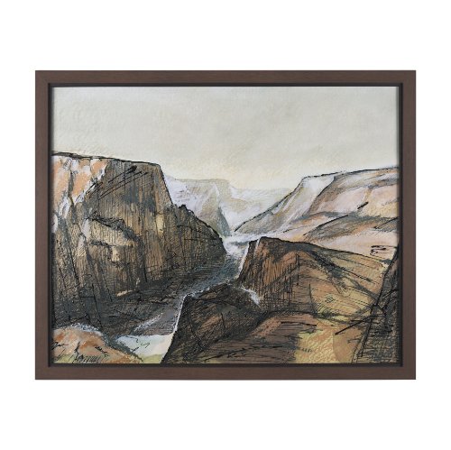 14958 - Canyon View by Mercana Studio a Hand Embellished Textured Framed Art Print Matted under Glass