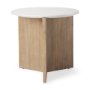 69922 - Enzo Marble Tabletop w/ Fluted Light Wood Base Foyer Accent Table