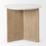 69922 - Enzo Marble Tabletop w/ Fluted Light Wood Base Foyer Accent Table