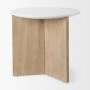 69922 - Enzo Marble Tabletop w/ Fluted Light Wood Base Foyer Accent Table