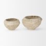 70217 - Sonu Set of 2 Beige Paper Mache Half-Pot Bowls