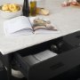 69936-AB - Amika White Marble Top Black Metal Base Kitchen Island