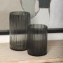 70361 - Dawn 11.4" Ribbed Smoke Gray Glass Vase