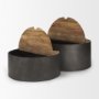 70240 - Eclipse Gunmetal Gray Drum Base w/ Brown Wood Top Nested Coffee Table