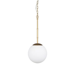 Edie Brushed Gold Metal w/ Frosted Glass Globe 1-Light Pendant