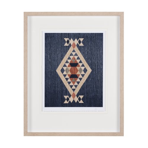 14973 - Blue Tapestry I by Mercana Studio a Hand Embelished Textured Framed Art Print Matted under Glass
