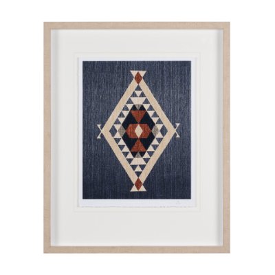 14974 - Blue Tapestry II by Mercana Studio a Hand Embelished Textured Framed Art Print Matted under Glass
