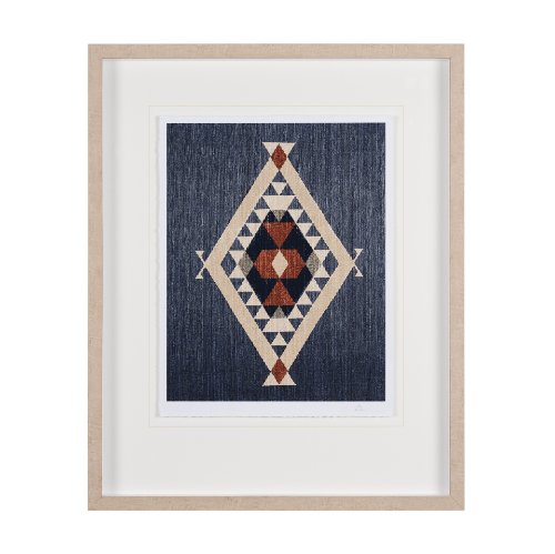 14974 - Blue Tapestry II by Mercana Studio a Hand Embelished Textured Framed Art Print Matted under Glass