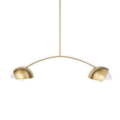70466 - Cybill Brushed Brass w/ White Metal Shades 2-Light Chandelier