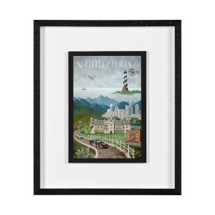 North Carolina by Mercana Studio a Framed Art Print Matted under Glass