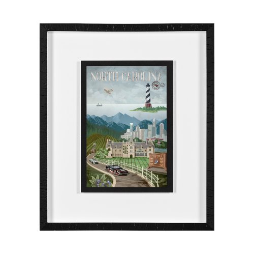 14968 - North Carolina by Mercana Studio a Framed Art Print Matted under Glass