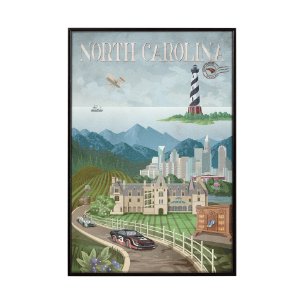 North Carolina by Mercana Studio a Hand Embellished Textured Framed Art Print