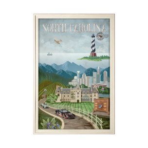 North Carolina by Mercana Studio a Framed Art Print Matted under Glass