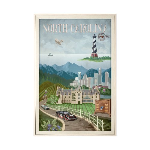 14971 - North Carolina by Mercana Studio a Framed Art Print Matted under Glass