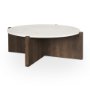 70648-AB - Bianca Dark Brown Wood w/ Marble Round Top Coffee Table