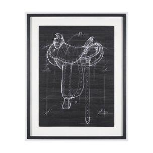 Horse Seat Black  I by Mercana Studio a Hand Embellished Textured Framed Art Print