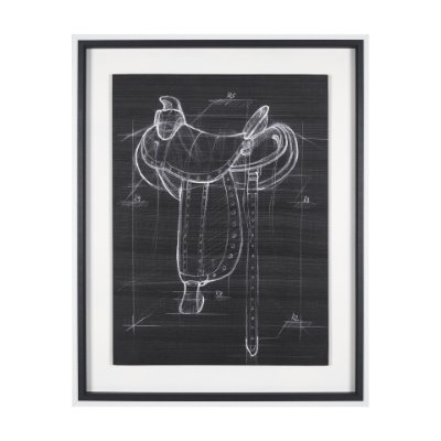 14983 - Horse Seat Black  I by Mercana Studio a Hand Embellished Textured Framed Art Print