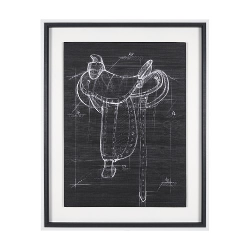 14983 - Horse Seat Black  I by Mercana Studio a Hand Embellished Textured Framed Art Print