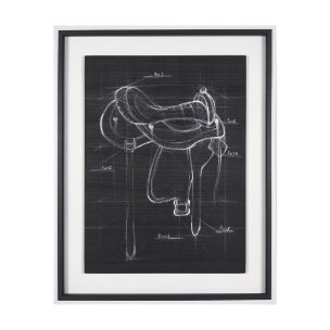  Horse Seat Black II by Mercana Studio a Hand Embellished Textured Framed Art Print