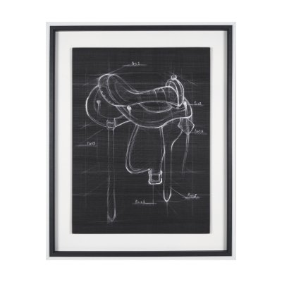 14984 -  Horse Seat Black II by Mercana Studio a Hand Embellished Textured Framed Art Print