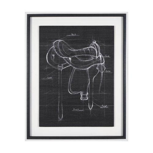 14984 -  Horse Seat Black II by Mercana Studio a Hand Embellished Textured Framed Art Print